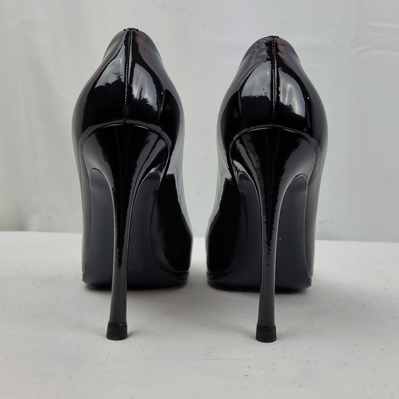 Yves Saint Laurent Black Patent Stiletto Heels Pumps Size 36.5 - Picture 3 of 10